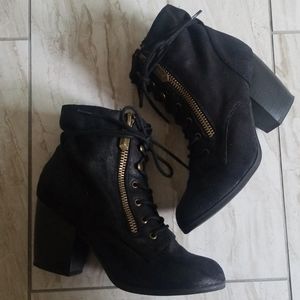 Black lace up booties